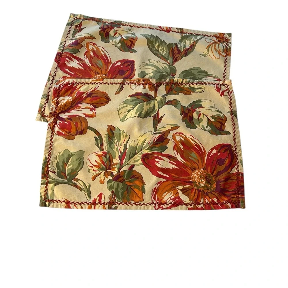 April Cornell Set Of Four French Country Fall Floral Fabric Placemats